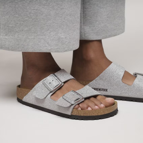 Birkenstock Arizona syn shiny glitter silver