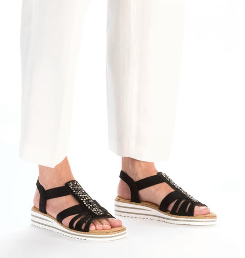 Rieker Keilsandalette Marokko schwarz