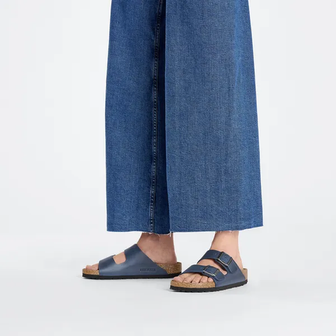 Birkenstock Arizona Weichbettung natural leather oiled blue