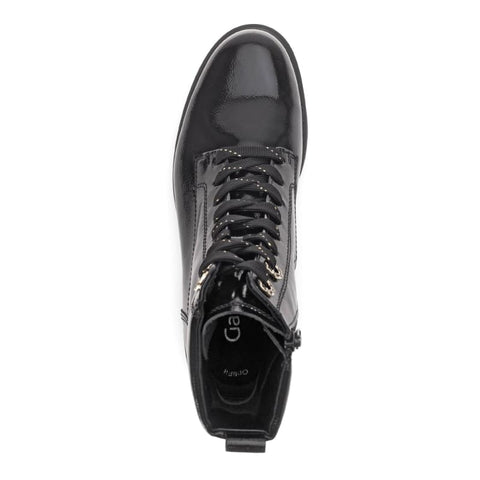 Gabor - Schnürboots - Gabor Schnürstiefelette Knautschlack schwarz