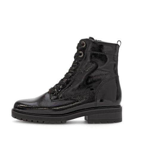 Gabor - Schnürboots - Gabor Schnürstiefelette Knautschlack schwarz
