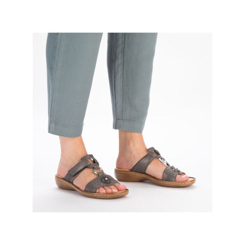 Rieker - Slides - Rieker Pantolette platingrau