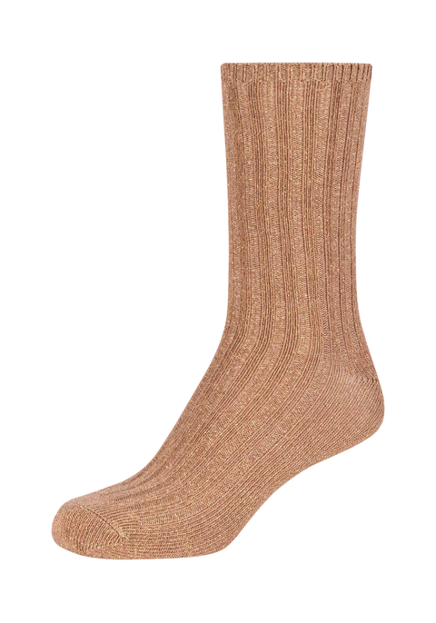 Camano Socken wool cosy lurex ribbed burro