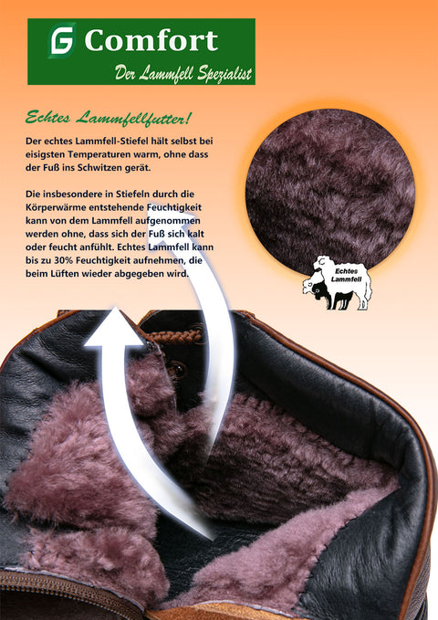 Grünwald Lammfell Stiefel schwarz