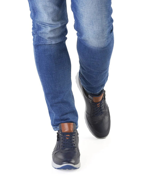 Ara Sneaker Matteo 2.0 blau/cognac