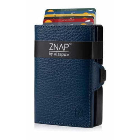 Slimpuro - Portemonnaies - ZNAP Kartenportemonnaie Leder blau-dunkelblau