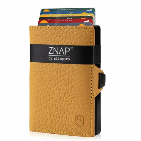 Slimpuro - Portemonnaies - ZNAP Kartenportemonnaie Leder gelb - senfgelb